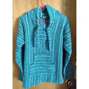 El Paso Saddle Blanket Co Mexican Sweater Hoodie Poncho Pullover Size S/M